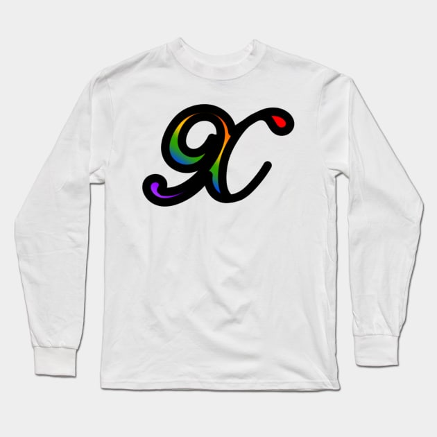 Rainbow Cursive Letter X Long Sleeve T-Shirt by JennaBunnies